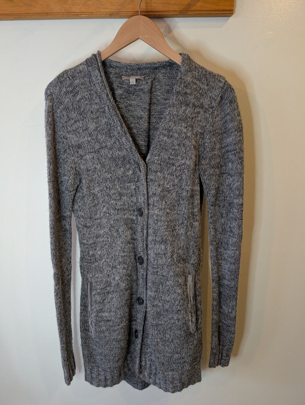 Horny Toad Marled Merino Wool Long Cardigan Gray Button Front Women's Medium